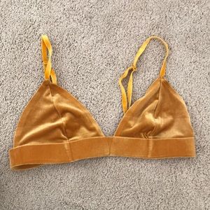 velvet mustard triangle bralette